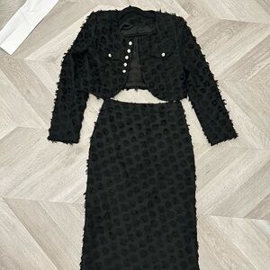 SOLD - Vintage crop jacket and column skirt coord set